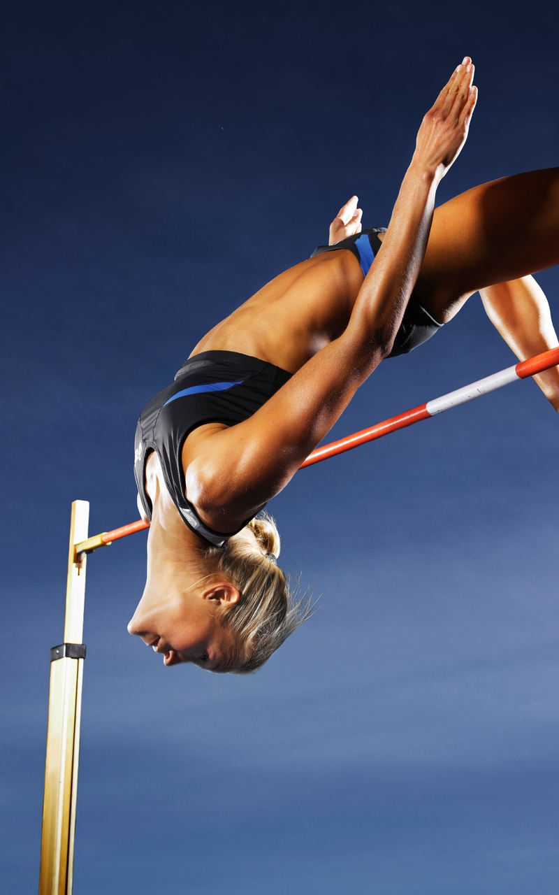 Image: Athlete, jump, height, body, bar, sky