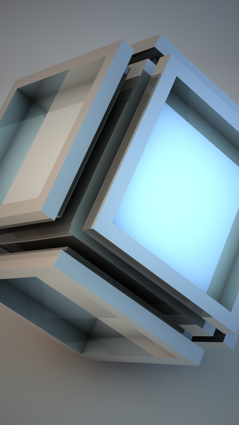 Картинка: Куб, окно, углы, серый тон