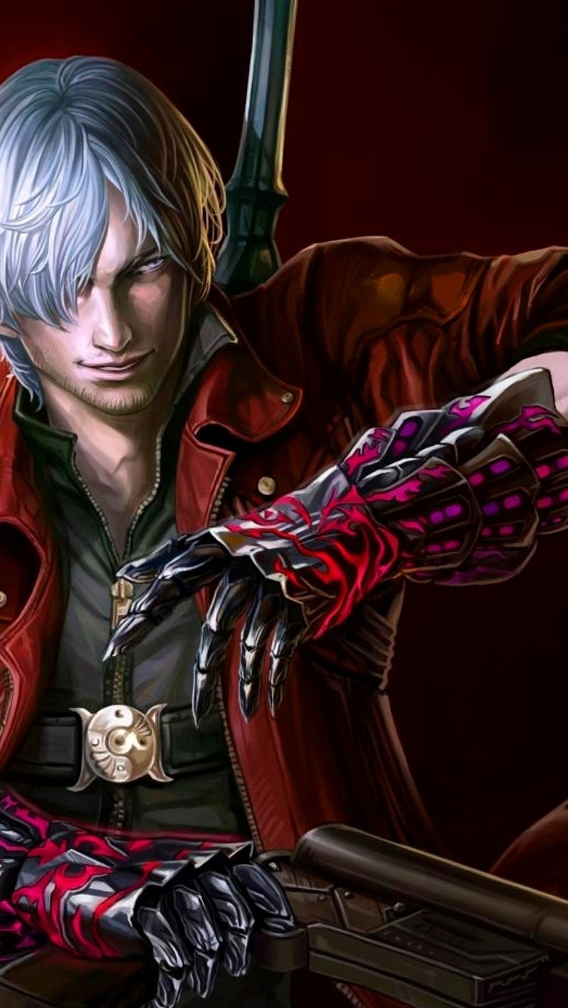 Image: Dante, demon, weapon, sword, battle, gun, red, Devil May Cry