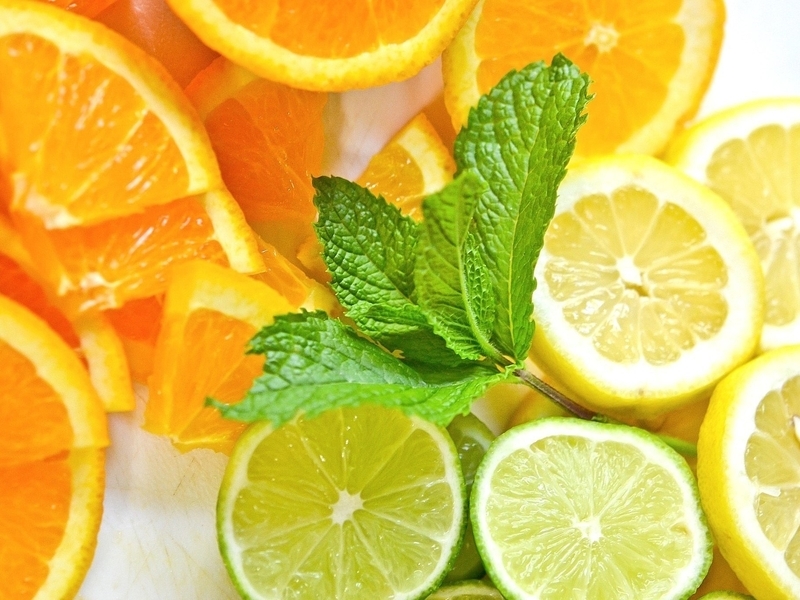 Картинка: Апельсин, лимон, лайм, дольки, цитрус, витамины, мята