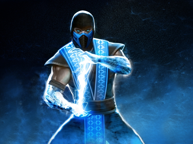 Картинка: Ниндзя, молния, Sub-Zero, лёд, взгляд, Mortal Kombat