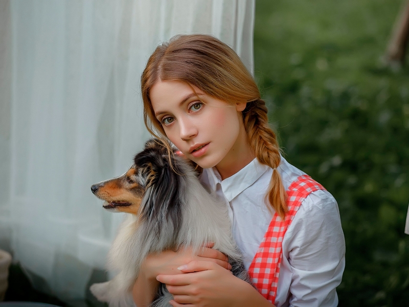 Image: Girl, Kseniya Kokoreva, dog, collie, model