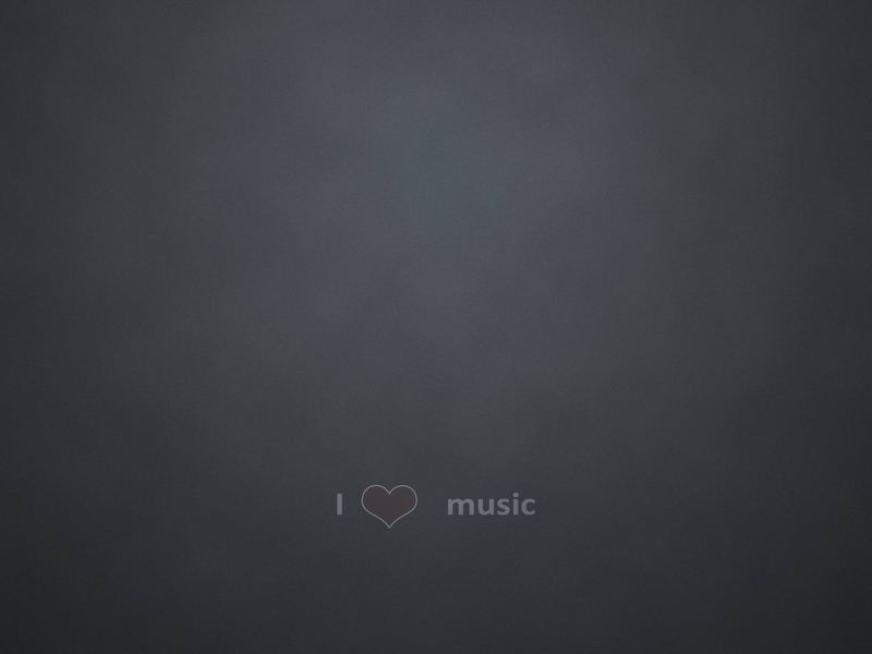 Картинка: Серый фон, I love music, сердечко, мотивация, я люблю музыку, надпись