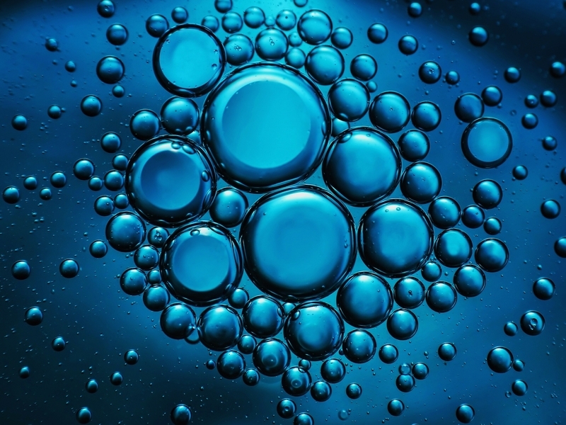 Image: Bubbles, drops, different size, water