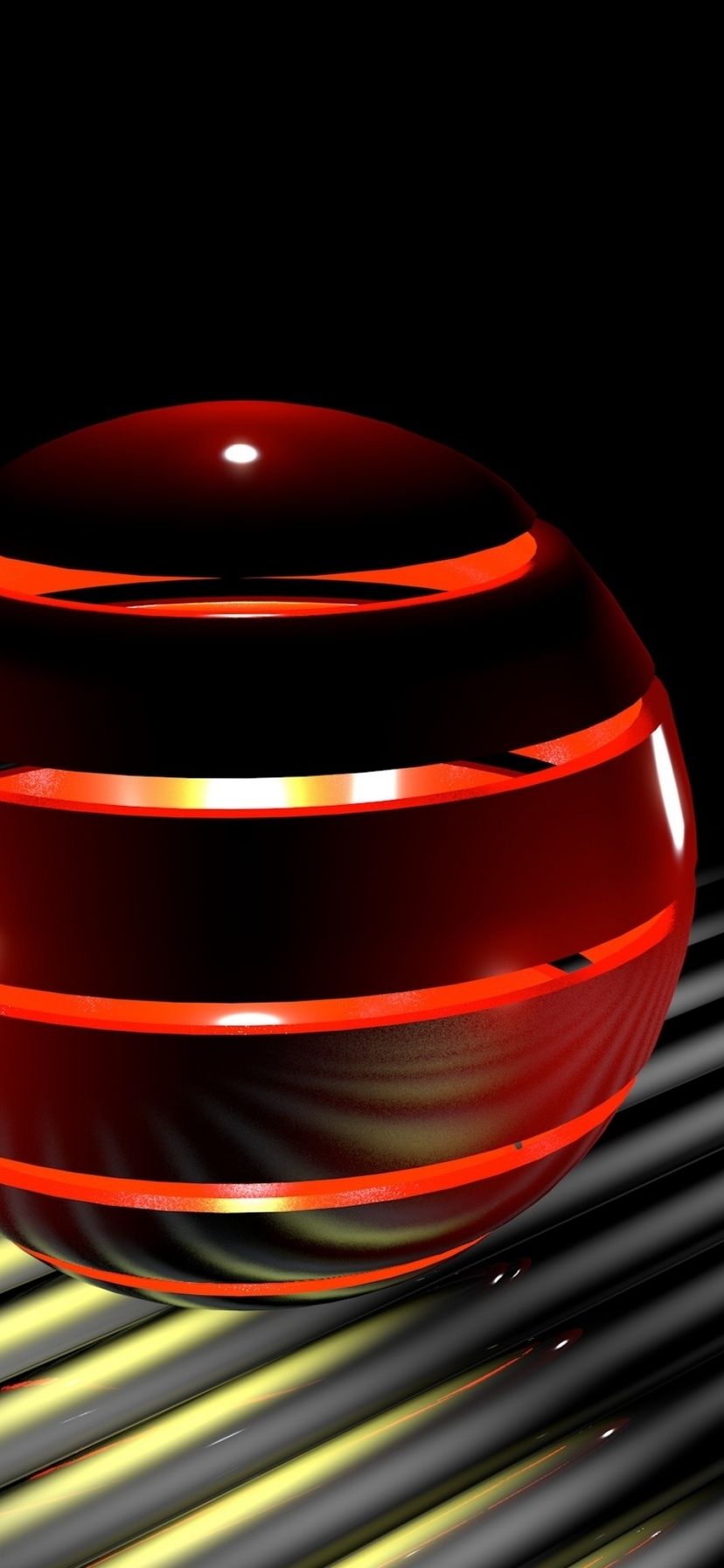 Картинка: Шар, сфера, полосы, красный, свет, огонёк, ball, light, line