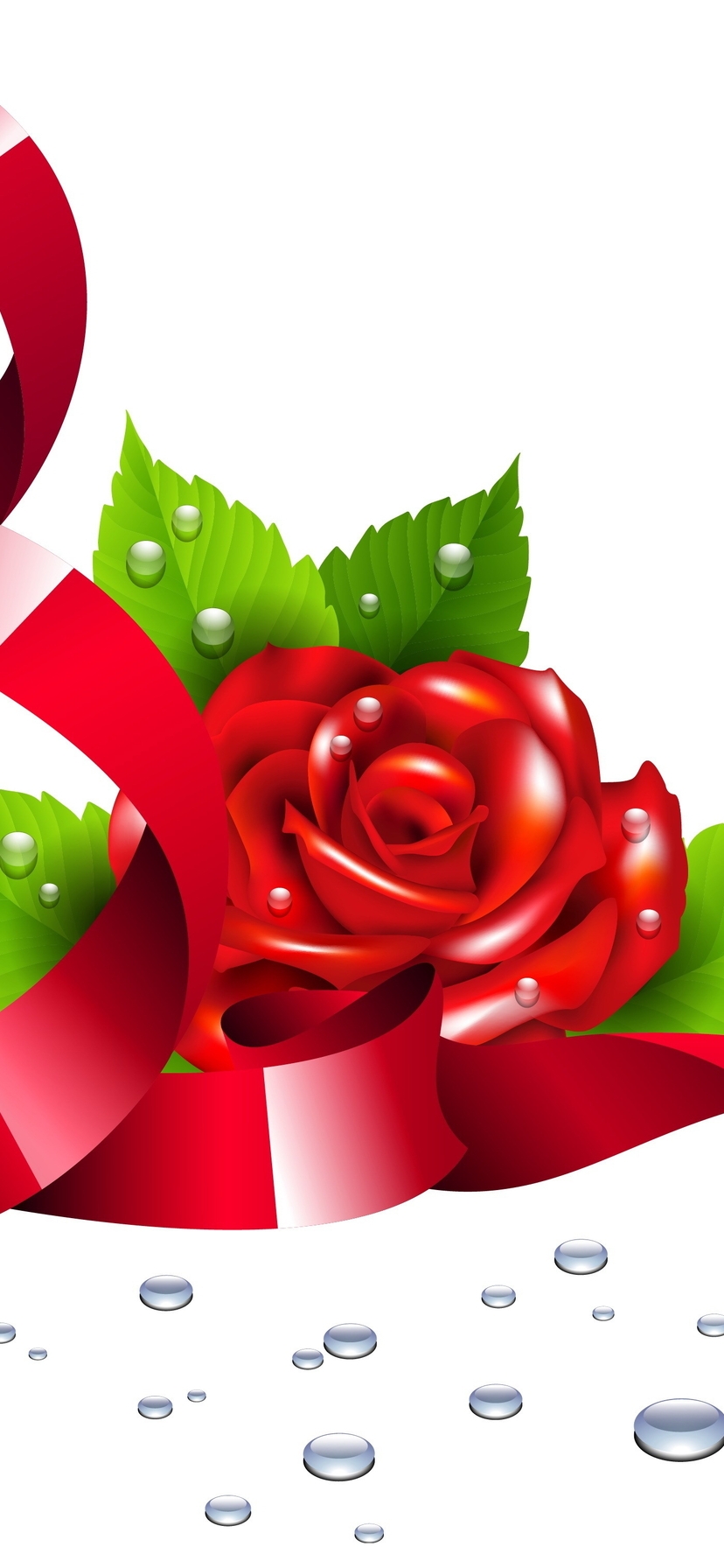 Картинка: 8 Марта, женский день, весна, розы, белый фон, лента, красная