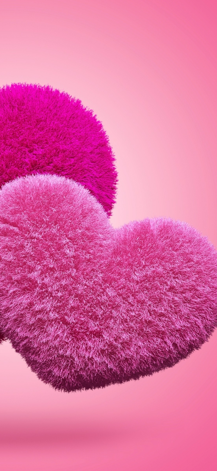 Картинка: Сердечки, два, пушистый, розовый