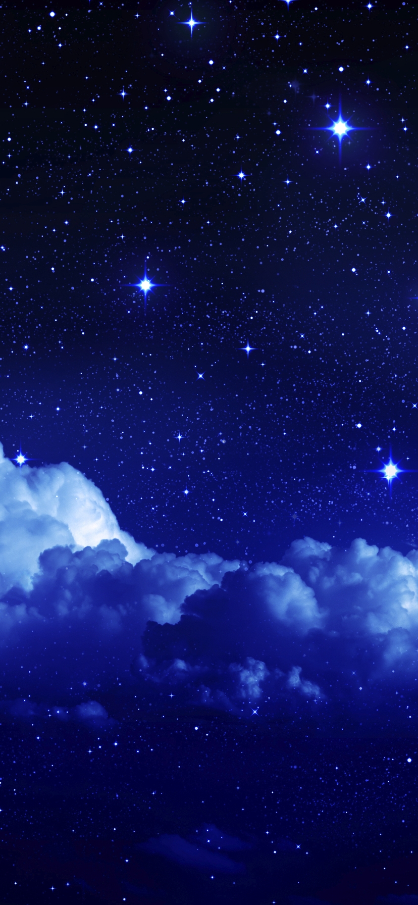 Картинка: Ночь, облака, небо, космос, звёзды, месяц, луна