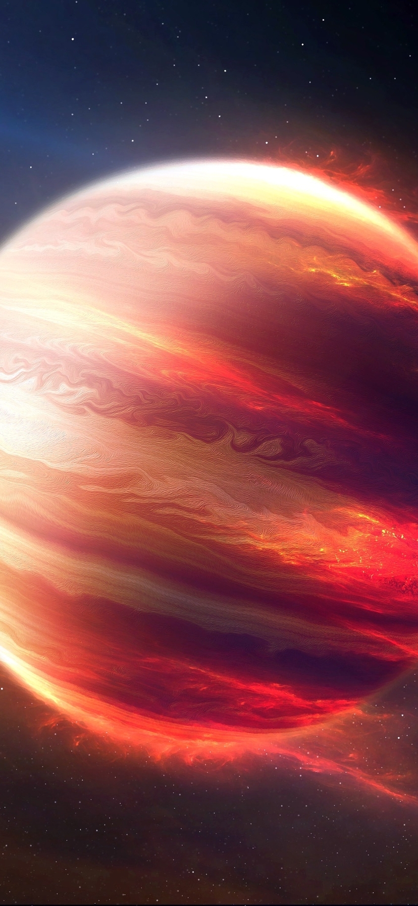 Картинка: Планета, космос, горячий юпитер, свет, лучи, звёзды