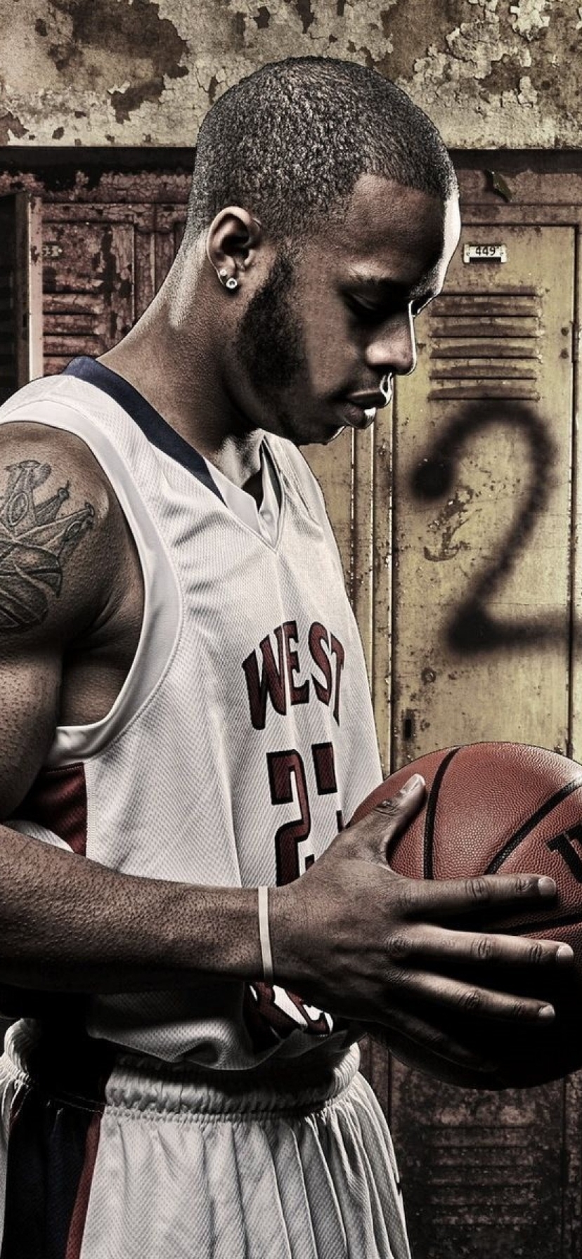 Image: Basketball, basketball, athletic game, ball, room, tattoo, muscle