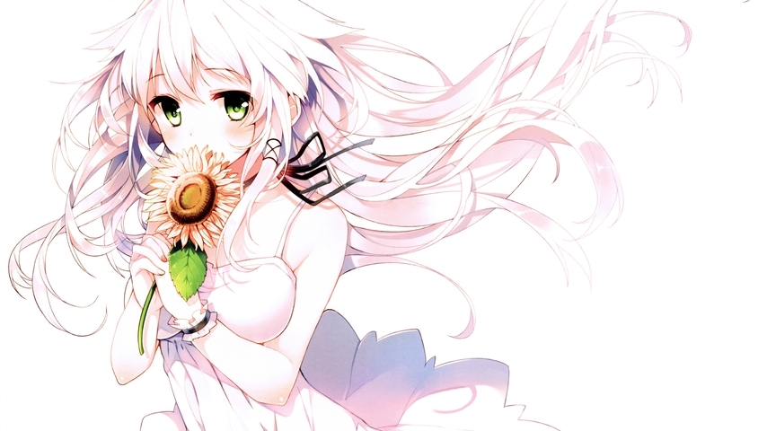 Картинка: Девушка, цветок, волосы, зеленоглазая