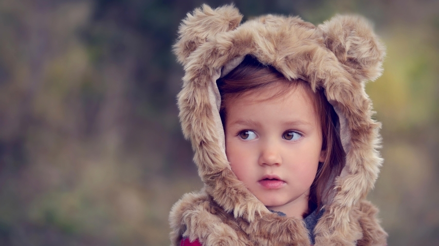 Image: The girl, looking to the side, suit, vest, fur, bear ears
