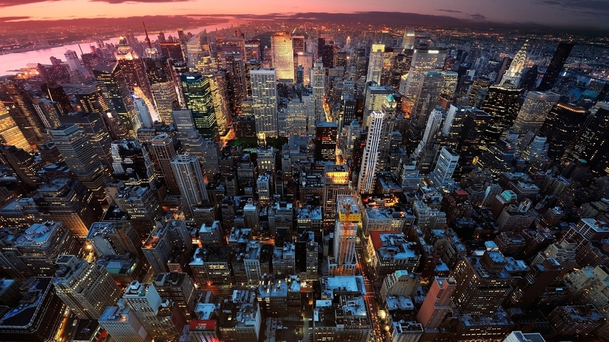 Image: city, view, sunset