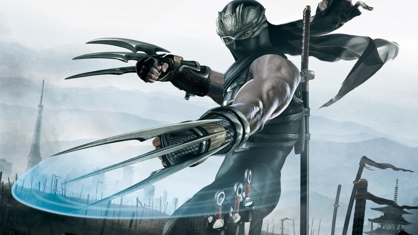 Картинка: Ninja Gaiden 2, ниндзя, взмах, оружие, поле боя, мечи, клинки, маска