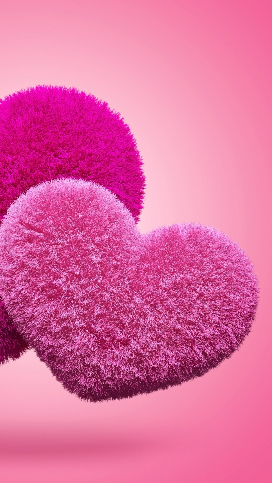 Картинка: Сердечки, два, пушистый, розовый
