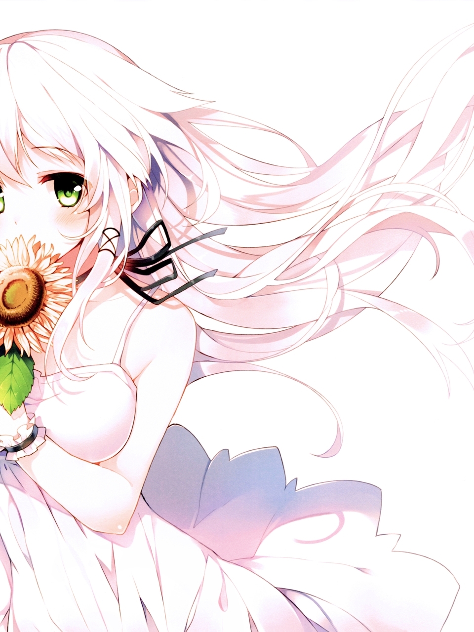 Image: Girl, flower, hair, green-eyed
