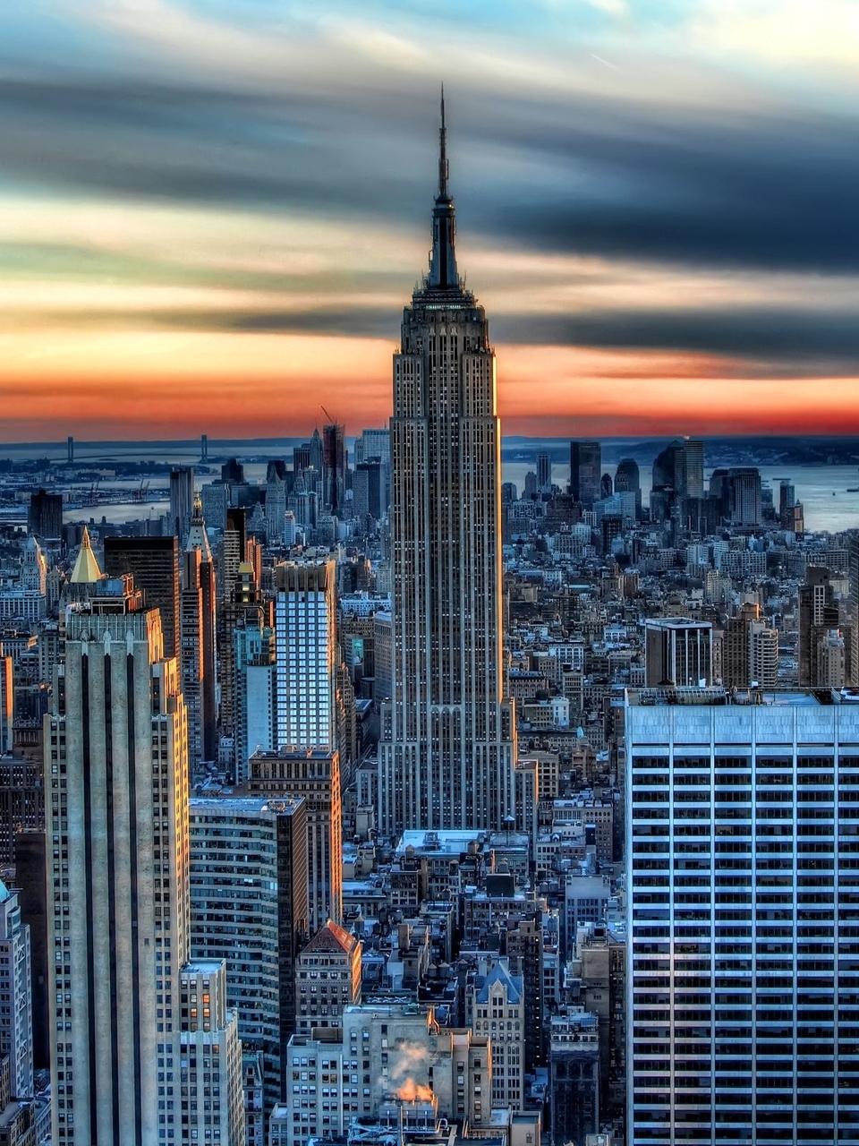 Картинка: New york city, Нью-Йорк, здания, небо, небоскрёбы, Эмпайр-стейт-билдинг, панорама, город