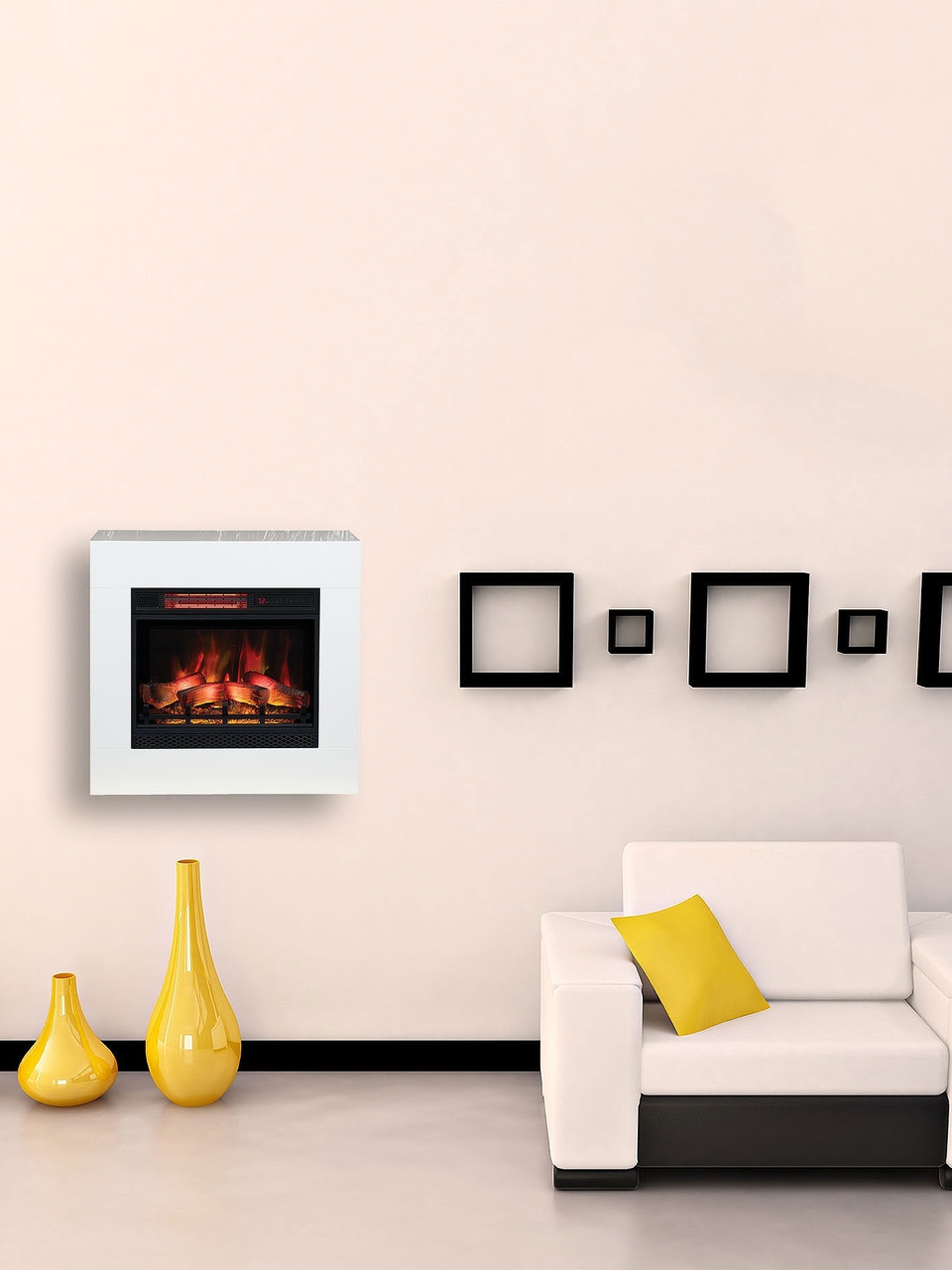 Image: Chair, vases, decor, design, fireplace, frame