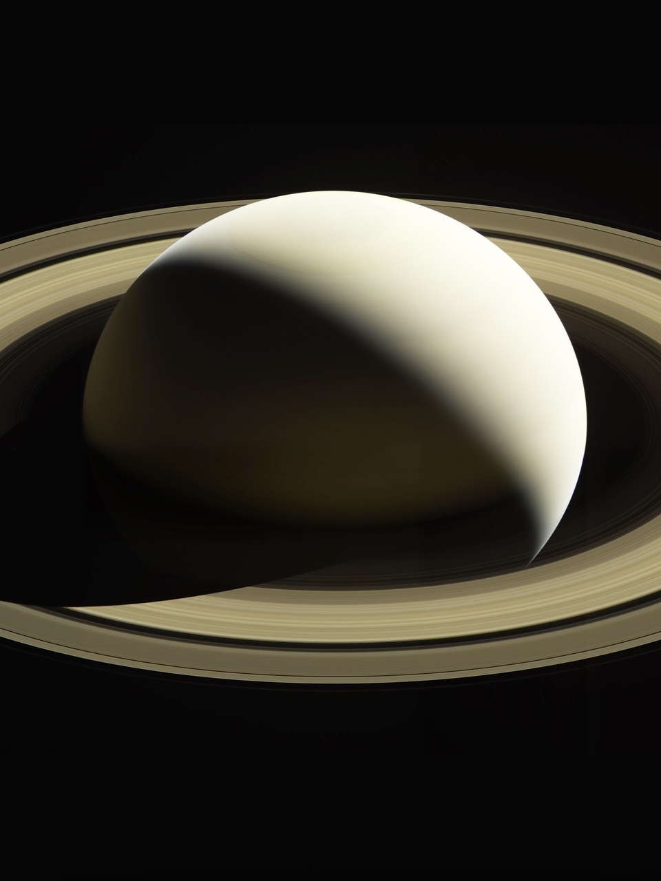 Image: Planet, giant, Saturn, rings, shadow, lighting, space