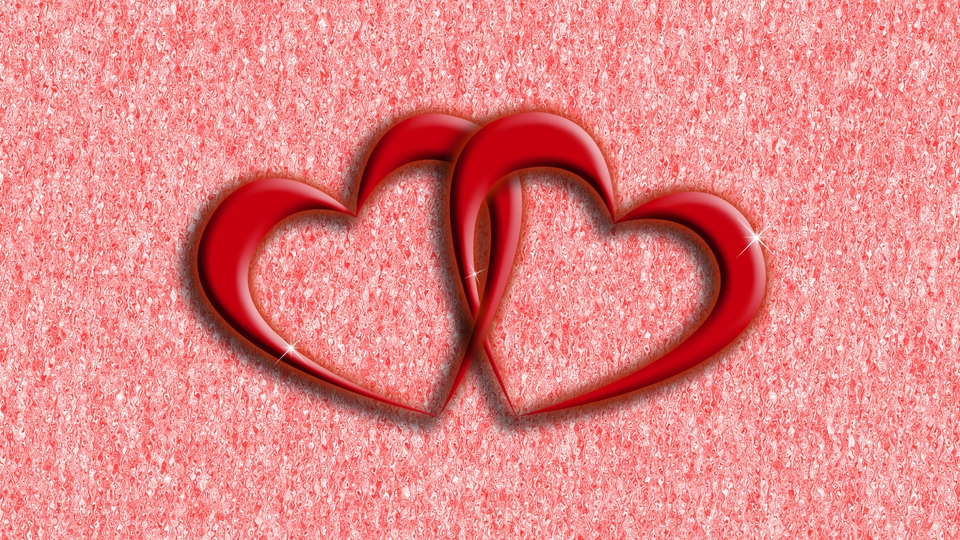 Картинка: Сердечки, два, красные, любовь