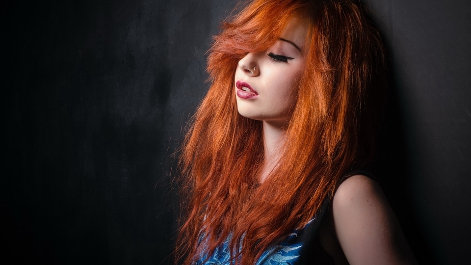 Картинка: Волосы, пирсинг, стиль, девушка, рыжая, макияж