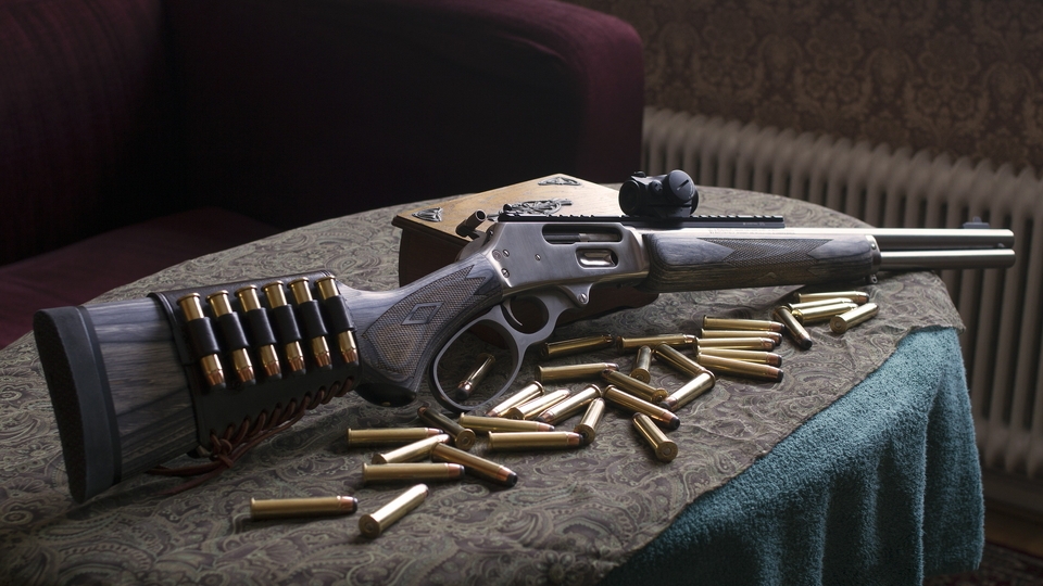 Image: Rifle, carbine, shotgun, Marlin 1895 Sbl, bullets, table